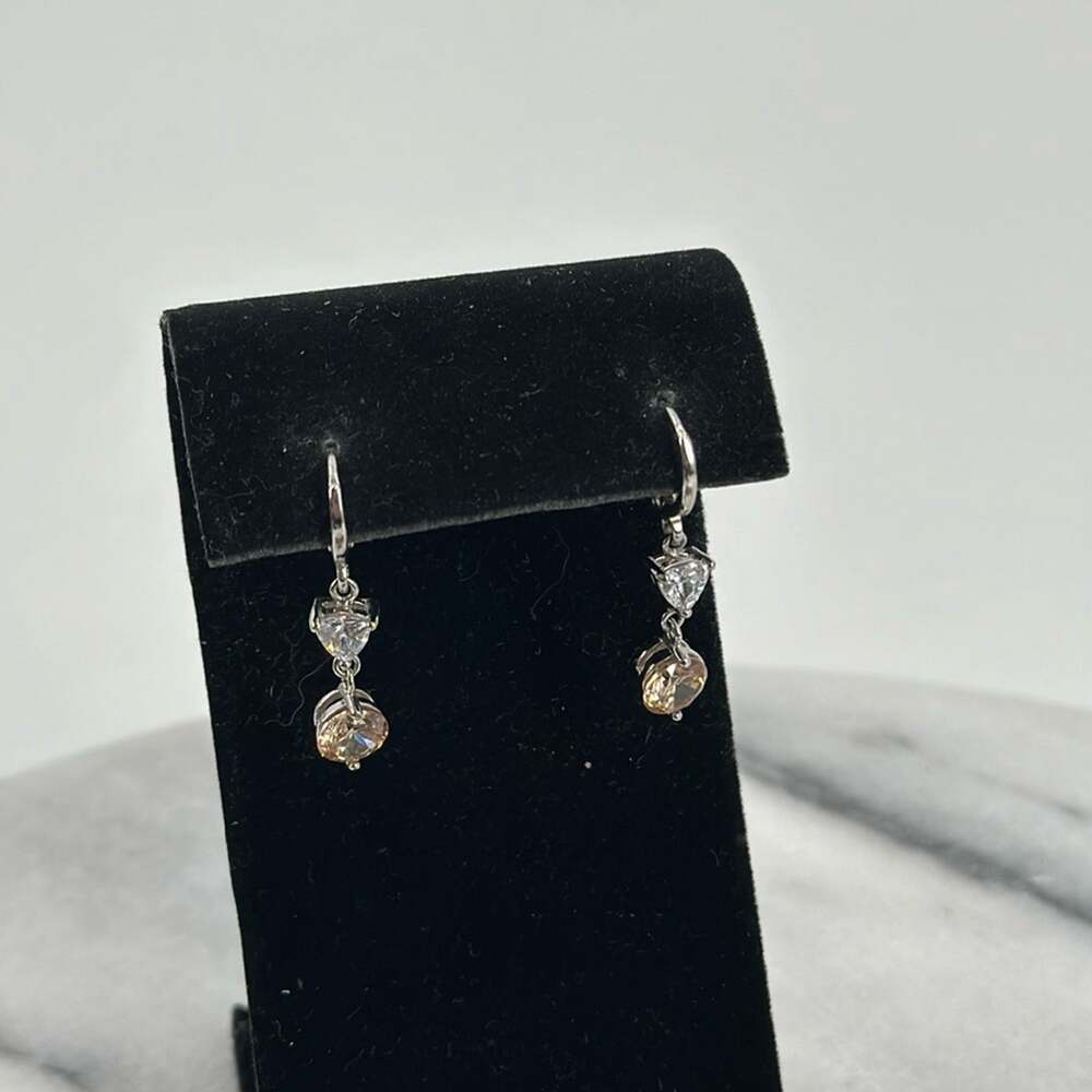 Silver CZ dangling earrings